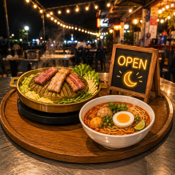 โปรโมทร้านอาหารปิดดึก ร้านอาหารเปิดกลางคืน ใกล้สรงประภา